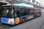MAN Gas Bus mit neuer Werbung am Saarbrcker Hauptbahnhof. Die Aufnahme des Foto war im Mrz 2012.