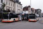 BSU: MERCEDES CITARO Gelenkbus 49 der Linie 1 und MERCEDES CITARO 70 der Linie 2 in Solothurn HB am 18.