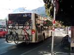 Bike and Ride in Innsbruck. Heckansicht von einem EvoBus MB O 530 (Citaro) mit Fahrradtrger. Ort: Marktgraben, Innsbruck (A).