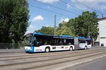 Stadtbus Heilbronn / Heilbronner Hohenloher Haller Nahverkehr GmbH (HNV): Mercedes-Benz Citaro C2 Gelenkbus der SWH (Stadtwerke Heilbronn GmbH) - Wagen 56, aufgenommen im Juli 2016 im Stadtgebiet von Heilbronn.