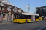 Solaris Bus der Post, auf der Linie 102, steht an der Endstation beim Bahnhof Interlaken Ost. Die Aufnahme stammt vom 27.11.2020.