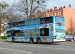 Die BVG mit dem MAN Lions City DD, Wagen 3304 'Zoo & Aquarium' , hier als X10 durch Teltow-Stadt unterwegs im April 2016. (Werbung mittlerweile Geschichte)