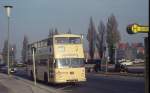 Berlin BVG Buslinie 66 (Doppeldeckbus fr Einmannbetrieb) Messedamm am 4. November 1973.