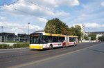 Stadtbus Mainz: MAN NG der MVG Mainz / Mainzer Verkehrsgesellschaft (Wagen 725), aufgenommen im August 2016 in der Nähe der Haltestelle  Bismarckplatz  in Mainz.