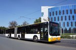 Stadtbus Mainz: MAN Lion's City G der MVG Mainz / Mainzer Verkehrsgesellschaft, aufgenommen im August 2016 in der Nhe der Haltestelle  Bismarckplatz  in Mainz.