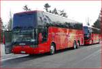 Scania tx 17 altano & MAN Lion's Coach von urb -unser roter bus GmbH. Berlin -Olympiastadion, Gast Zur Grünen Woche (IGW), Berlin im Januar 2020. (Grüne Woche)