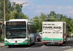 8.6.2013 Eberswalde Busbahnhof. 2 Mercedes Citaro - einer mit Fahrradanhnger - begegnen sich.