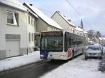 Ein Citaro Bus von einem Privaten Unternehmer fhrt im Auftrag von Saarbahn und Bus durch die Hauptstrae von Saarbrcken Ensheim. Die Aufnahme des Fotos war am 01.02.2010.