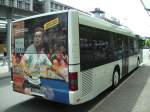 MAN Bus mit Werbung fr eine Veranstaltung in der Saarbrcker Saarlandhalle.