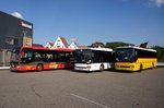 Bus Ulm: Mercedes-Benz Citaro C2 LE Ü von Omnibus Bettighofer GmbH & Co. KG / BBS Reisen Brandner GmbH, Setra S 315 NF von Maximilian Pitz Omnibusverkehr sowie Setra S 315 UL von Schröder Reisen, aufgenommen im Juni 2016 am Hauptbahnhof in Ulm.


