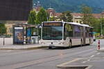 nnsbruck: Schienenersatzverkehr für die Straßenbahnlinie 1, Mercedes-Benz Citaro Facelift der Innsbrucker Verkehrsbetriebe (Bus Nr. 849) an der Haltestelle Messe/Zeughaus. Aufgenommen 3.8.2023.