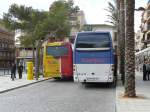 22.11.08,IVECO Irizar der tib BUSred neben einem MAN BEULAS Aura der Firma Travelplan in Porto Cristo auf Mallorca/Spanien.