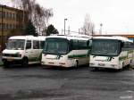 Zwei SOR-berlandbusse C10,5 KVM 59-80 und 1K7 1759 mit MB Vario KVL 15-04, Busbahnhof Cheb (Eger), 3. 12. 2007