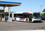 2013 Nova Bus LFS Artic  Metropolitan Transit Authority of Harris County, in Houston, Texas / USA , aufgenommen bei der berfhrungsfahrt, durch  Bennett Truck Transport , in Henrietta, New York / USA am 8. September 2013.