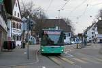 BVB-Kleinbusse: MAN der mab Margareten Bus AG auf der Linie 32 Gemeindespital-Steingrubenweg-Rotengraben. Die Aufnahme ist am 6. Februar 2015 in Riehen-Dorf entstanten.
Foto: Walter Ruetsch
