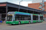 Am 08.11.2022 kommt der erste Hess Doppel Gelenkbus 9101 beim Busprovisorium im Klybeck an.