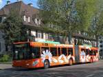 Neu fahren auf der Linie 50 zwei MAN Busse nit der Vollwerbung fr die Billig Fluggesellschaft Easy Yet. Hier sehen wir den MAN Bus mit der Betriebsnummer 785 im Steinenring in Basel. Die Aufnahme stammt vom 19.04.2011.
