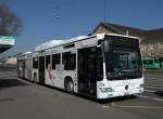 Seit dem 23.02.2013 macht der Mercedes Citaro mit der Betriebsnummer 726 Werbung fr energieschweiz.ch. Hier steht der Bus an der Haltestelle Badischer Bahnhof auf der Linie 36. Die Aufnahme stammt vom 04.03.2013.
