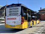 Heckansicht des MB C2 '11064' vom PU Geissmann Bus, Hägglingen am 13.2.22 nach der Abfahrt in Wohlen.