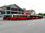 VB Biel - Fahrzeugparade mit den Trolleybussen Nr.21 + 63 + 70 + 80 + 88 + 51 vor dem Depot in Biel am 01.06.2008