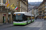 transN - Transports publics neuchâtelois  Fahrzeugtypen und Farbenvielfallt in Neuchâtel  verewigt am 10.