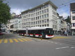 St.Gallerbus Nr. 187 (Hess Swisstrolley 3 BGT-N2C) am 23.6.2019 beim Marktplatz