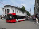 Mit dem Umbau des Bahnhofplatz Sd in Winterthur befuhren die Trolleybusse auch einige neue Fahrleitungsabschnitte, leider funktionierte am 4.7.2012 noch nicht jede Weiche wie sie sollte, und so ist