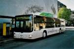 man-niederflurbus-3-generation-lions-city TN Neuch�tel 299/NE 74'299 MAN am 13. Oktober 2007 Neuch�tel, Place Pury (mit Vollwerbung f�r das 'Maladi�re Centre')