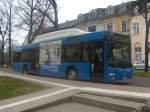 man-niederflurbus-3-generation-lions-city-u-tu BLK-V1005, ein Lion&acute;s City � CNG, steht am 30.03.2009 auf dem Busbahnhof von Wei�enfels, angeschrieben steht noch die Stadtbuslinie 1 Richtung 'Heuweg Park - Markwerbener Stra�e'.