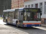 MAN Niederflurbus 2. Generation WSF-V281 am 18.03.2009 auf dem Busbahnhof von Wei�enfels, kurz nach Ankunft aus Richtung 'Langendorf-S�dring' auf der Stadtbuslinie 9.