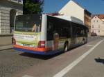 man-niederflurbus-3-generation-lions-city BLK-V1003, ein MAN Lion&acute;s City CNG, kommt am 21.04.2009 gerade auf dem Busbahnhof in Wei�enfels an, nachdem er eine Fahrt Richtung Heuweg-Park - Markwerbener Stra�e (Stadtbuslinie 1 in Wei�enfels) unternommen hatte.