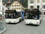 MAN Niederflurbus 2. Generation AAGU - MAN Nr.55 UR 9329 und  Nr.56 UR 9359 zusammen beim Tell Denkmal in Altdorf am 08.04.2009