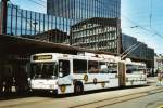 NAW Trolleybus VBSG St. Gallen Nr. 165 NAW/Hess Gelenktrolleybus am 18. M�rz 2009 St. Gallen, Bahnhof (mit Vollwerbung f�r den Frauen-Handball-Cup-Sieger St. Othmar St. Gallen)