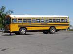 Blue Bird Blue Bird �berlandbus bei einer Pause neben der Tempisque-Br�cke, Costa Rica, 05. M�rz 2006