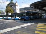 vbl Fahrzeugparade am Bhf. Luzern.
Links: Scania/Hess N94UB auf der Linie ...
