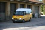 Postauto PU Stucki, Porrentruy, Nr. 2 (JU 30'981, MB Sprinter 313CDI) am 9.10.2006 vor der Garage in Porrentruy.