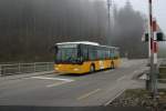 Postauto Typisches Herbstwetter im T�sstal: der damals kaum ein Jahr alte Citaro 27 von PU Ryffel AG, Uster, wird in K�rze von Wildberg kommend die T�sstalbahn �berqueren und in zwei Minuten am Bahnhof Turbenthal eintreffen. 2.12.2006. 