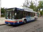 MAN Niederflurbus 2. Generation WSF-VV97, ein MAN NL313CNG, steht am 5.06.2009 auf dem Busbahnhof in Wei�enfels. Wahrscheinlich macht er eine kurze Pause.
