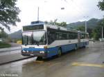 mercedes-benz-o-405--hochflur-stadtversion Vielleicht wegen Trolleybusmangel war am 23.6.09 der Mercedes O405G Nr. 592 auf der Linie 32 im Einsatz. Hier wartet er bei der Haltestelle Strassenverkehrsamt die Wendezeit ab.