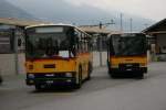 Postauto Beide damaligen Kurswagen von PU Pfammatter, Sierre, am 9.10.2007 in Sierre: Links VS 1'554 (NAW/RJ BH4-23) und rechts VS 16'092 (NAW/Hess BH4-23), beide 1991. 