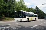 Saarland 10.06.09: Der WND-SD 9 mit neuer Front am Schulzentrum Ottweiler. Wenige Wochen nach dieser Aufnahme wurde der Vorserien- N� 363 von 1998 der Firma Dieter Schmidt in rot umlackiert. Die Werbung f�r das Marien Caf� Marpingen verschwand leider endg�ltig.