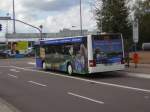 saarbrucken Ein MAN Bus ist gerade an der Haltestelle R�merkastell vorgefahren. Er tr�gt Werbung der Firma Saar-Lor-Lux.