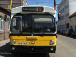 Mercedes-Benz Mercedes Benz O 305 Gelenkbus von 1980 der SSB in Warteposition vor der Stra�enbahnwelt Stuttgart (Stra�enbahnmuseum) am 30.08.2009