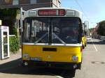 Mercedes-Benz Mercedes Benz O 307 von 1981 der SSB in Warteposition als Sonderfahrt im Pendelverkehr vor der Stra�enbahnwelt Stuttgart (Stra�enbahnmuseum) auf dem Weg zum H�henpark Killesberg.