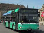 basler-verkehrsbetriebe-bvb MAN NL 313/A21, mit der Betriebsnummer 822 auf der Mittleren Br�cke. Das Bild entstand am 20. Mai 2009.