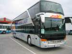 Setra S 400er Serie (Top Class) Setra S 431 DT: L-SAB 1, der Europaliner von sabtours Touristik GmbH. Reisebusse der Firma sabtours werden auch getauft - dieser Bus wurde auf den Namen 'Br�ssel' getauft. Der Taufpate war der Abgeordnete zum EU-Parlament Dr. Paul R�big.