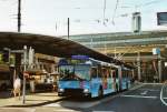 luzern VBL Luzern Nr. 199 NAW/Hess Gelenktrolleybus am 15. August 2009 Luzern, Bahnhof (mit der teilweisen Werbung als Jubil�umsbus 100 Jahre VBL Luzern)