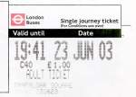 London, 23.06.2003, Busticket vom Trafalgar Square zum Devonshire Place (eingescannter ...
