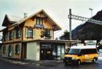 Postauto Seematter, Saxeten BE 449'149 Ford Transit am 22. Dezember 2009 Wilderswil, Bahnhof (PU Seematter wurde per 31. Dezember 2009 pensioniert; die Linie Wilderswil-Saxeten wird am 1. Januar 2010 von PU Schmocker bedient!)