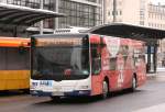 man-niederflurbus-3-generation-lions-city KVG (KO KV 158) mit Werbung f�rs L�hr-Center.
Aufgenommen am HBF Koblenz,12.2.2010. 